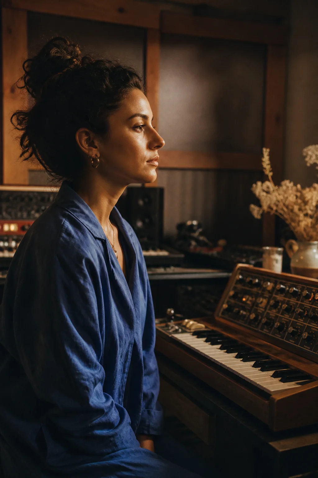 Mara Vale in the studio during Soft Circuit sessions
